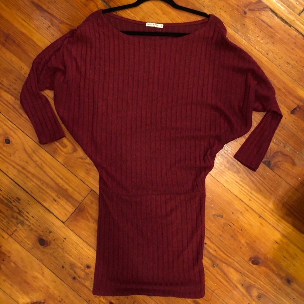 Maroon bodycon sweater dress